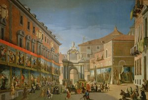 Vítězný oblouk Panny Marie na hlavní ulici v Madridu (olej na plátně) od Lorenzo de Quiros