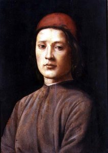 Portrét mladého muže s červenou čepicí (olej na panelu) od Lorenzo di Credi