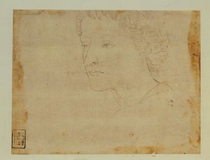 Portrét chlapce s kudrnatými vlasy, tři čtvrtiny směrem doleva ... od Lorenzo di Credi