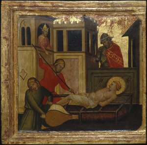 Umučení svatého Vavřince. Scény ze života svatého Vavřince, predella, ca 1412