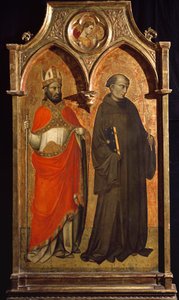 Svatý Mikuláš z Bari a svatý František z Assisi Malba Lorenza di Niccolo Geriniho (14.-15. století) Slunce 153,6x85,5 cm Assisi, Muzeum pokladnice baziliky San Francesco. Perkins College od Lorenzo di Niccolo Gerini