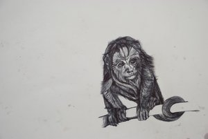 Monkey Business,2016,(bic biro na papíře) od Lou Gibbs