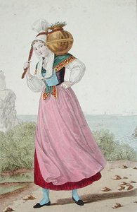 Dairymaid of Cherbourg region, c.1820 (colour litho) od Louis Marie (after) Lante