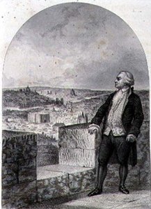 Honore Gabriel Riqueti, hrabě z Mirabeau (1749-91) na opevnění Paříže, rytina Philiberta Langloise (rytina) od Louis (after) Marckl