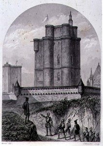 The Keep of Vincennes, vyrytý Schroederem (rytina) od Louis (after) Marckl