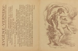 Tančící akt a reklama na dekorativní tisky Eugèna Verneaua [verso], 1897.