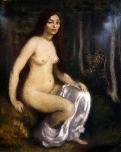 Mladá žena sedí v lese od Louis Anquetin