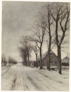 Zimní krajina s farmou na avenue