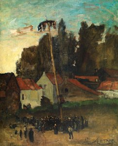 Lezení na pól (olej na plátně) od Louis Artan de Saint Martin