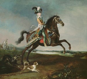 Jezdecký portrét Marie-Antoinetty (1755-93) v loveckém oděvu, 1783
