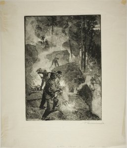 Pálení kapradí v lese od Louis Auguste Lepère