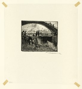 Zdymadlo kanálu Saint-Martin, šestá deska z knihy Le Long de la Seine et des Boulevards od Louis Auguste Lepère