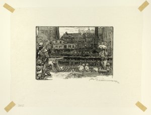 Vykladači omítky, třetí deska z knihy Le Long de la Seine et des Boulevards od Louis Auguste Lepère