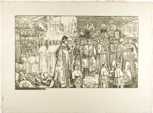 Procesí Božího těla, Nantes od Louis Auguste Lepère
