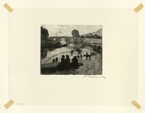 Jezírko s koňmi u Pont Marie, desátá deska z knihy Le Long de la Seine et des Boulevards od Louis Auguste Lepère