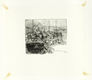 Přístav Villette, pátý talíř z knihy Le Long de la Seine et des Boulevards