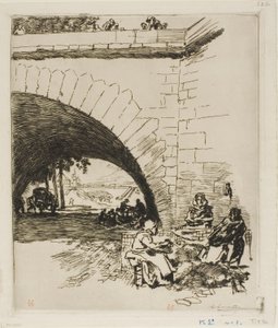 Vlnaři na mostě Pont Marie od Louis Auguste Lepère