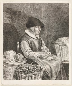 Coclers, L B, Stará žena namáčející fazole (1780, Rijksmuseum Amsterdam)