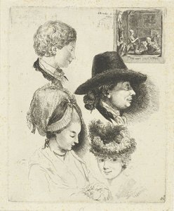 Studijní list s portréty Louise Bernarda Coclerse a jeho rodiny od Louis Bernard Coclers