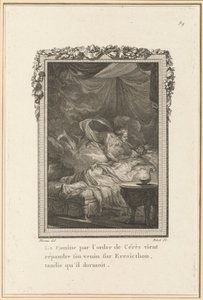 Hladomor z řádu Ceres přichází šířit svůj jed na Eresicthon, zatímco on spal od Louis Binet after Jean Michel Moreau