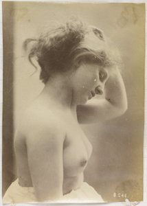 Studie ženského aktu, poprsí při pohledu ze strany, držící si vlasy nahoře od Louis Bonnard