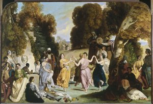 Tanec múz, mezi lety 1846 a 1851 (olej na plátně) od Louis Boulanger