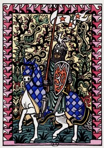 Chevalier - v "" Lásky Frene a Galeran vyprávěné Jean Renard, nález z 12. století, adaptováno Andre Mary ", nemocný. de rytiny sur bois od Louis Bouquet, ed. Jonquieres, Paříž