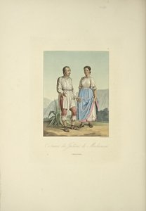 Kostýmy indiánů Mechoacan, ilustrace z „Pohledy na Kordillery a pomníky domorodých národů Ameriky“ od Alexandra von Humboldta a Aime Bonpland