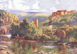Na řece Tagus, z Hutchinsonovy malebné Evropy vydané nakladatelstvím Hutchinson & Son, kolem roku 1930 (barevné lito)