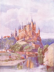 The Alcazar, Segonia, from Hutchinsons Picturesque Europe, vydaný Hutchinson & Son, kolem roku 1930