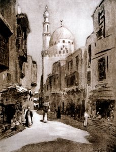 Stará ulice ve slunečním světle, Káhira, Egypt, 1928