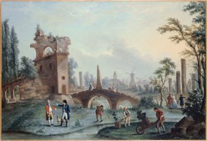 Pohled do zahrad Monceau, asi 1778 (olej na plátně)