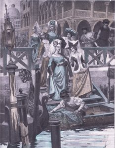 Zelené husy, ilustrace z Dekameronu z Boccaccia vydané Navarrskou společností 30. léta (litho) od Louis Chalon