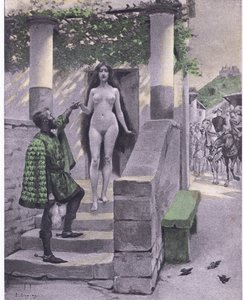 Griselda, ilustrace z Dekameronu z Boccaccia vydané Navarrskou společností 1930 (litho)