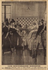 Rozzlobená reakce zraněného vojáka v nemocnici na návštěvu císařovny Augusty Viktorie z první světové války od Louis Charles (after) Bombled