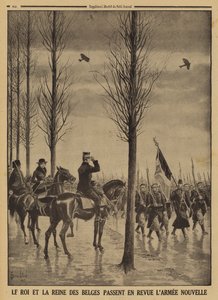 Král Albert I. a belgická královna Alžběta hodnotí svou novou armádu, první světovou válku od Louis Charles (after) Bombled