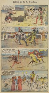 Scenes de la Vie Feodale (barevné lito) od Louis Charles (after) Bombled