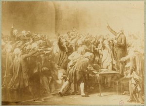 Přísaha tenisového kurtu, 20. června 1789 (sépiová fotografie) od Louis Charles Auguste (after) Couder