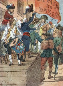Francouzské revoluční války: dobrovolné narukování po porážkách Francie ve válce mezi revoluční Francií a kontrarevolučními monarchiemi, francouzský sněm vyhlašuje Nebezpečí vlasti, 22. července 1792) Ilustrace Louis Charles od Louis Charles Bombled