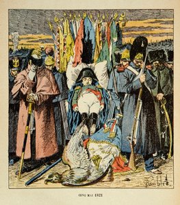 Ilustrace Bombled Louis (1862-1927) z knihy „Památník svaté Heleny“ od hraběte Emmanuela de Las Cases (1766-1842): Alegorie, Armee vzdává hold císaři po jeho smrti, soukromá sbírka od Louis Charles Bombled
