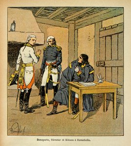 Ilustrace Bombled Louis (1862-1927) z knihy „Památník svaté Heleny“ od hraběte Emmanuela de Las Cases (1766-1842): Bonaparte, Jean Mathieu Philibert Serrurier (1742-1819) a Johann von Klenau (1758-1819 ) v Roverbellu během italské Ca od Louis Charles Bombled