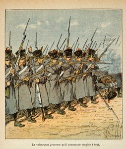 Ilustrace Bombled Louis (1862-1927) z knihy „Památník svaté Heleny“ od hraběte Emmanuela de Las Cases (1766-1842): Francouzi během bitvy u Lutzenu v roce 1813, soukromá sbírka od Louis Charles Bombled