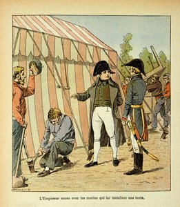 Ilustrace Bombled Louis (1862-1927) z knihy „Památník svaté Heleny“ od hraběte Emmanuela de Las Cases (1766-1842): Císař Napoleon mluví s námořníky, kteří pro něj postavili stan, Soukromá sbírka od Louis Charles Bombled