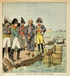 Ilustrace Bombled Louis (1862-1927) z knihy „Památník svaté Heleny“ od hraběte Emmanuela de Las Cases (1766-1842): Anglický námořník, který se snaží připojit ke své zemi osvobozené císařem v táboře Boulogne, vojín Sbírka od Louis Charles Bombled