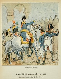 Ilustrace Bombardovaného Louise (1862-1927) z knihy „Památník svaté Heleny“ od hraběte Emmanuela de Las Cases (1766-1842): Marechal Bon Adrien Jeannot de Moncey (1754-1842), vévoda z Conegliano, soukromá sbírka od Louis Charles Bombled