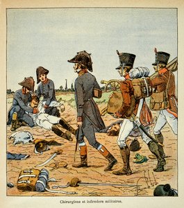 Ilustrace Bombardovaného Louise (1862-1927) z knihy „Památník svaté Heleny“ od hraběte Emmanuela de Las Cases (1766-1842): Portrét vojenských chirurgů a sester z Velké Armee, soukromá sbírka od Louis Charles Bombled