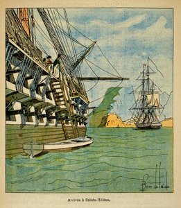 Ilustrace Bombardovaného Louise (1862-1927) z knihy „Památník svaté Heleny“ od hraběte Emmanuela de Las Cases (1766-1842): Příjezd Napoleona do Sainte Helene 15. října od Louis Charles Bombled
