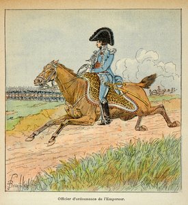 Ilustrace Bombardovaného Ludvíka (1862-1927) z knihy „Památník svaté Heleny“ od hraběte Emmanuela de Las Cases (1766-1842): Portrét řadového důstojníka císaře Napoleona, soukromá sbírka od Louis Charles Bombled