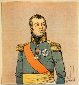 Ilustrace Bombardovaného Louise (1862-1927) z knihy „Památník svaté Heleny“ od hraběte Emmanuela de Las Cases (1766-1842): Portrét Marechala Etienna Macdonalda (1765-1840), vévody z Taranta, soukromá sbírka od Louis Charles Bombled