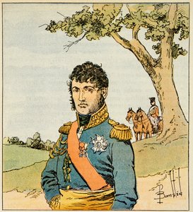 Ilustrace Bombardovaného Louise (1862-1927) z knihy „Památník svaté Heleny“ od hraběte Emmanuela de Las Cases (1766-1842): Portrét marechala Jeana de Dieu Soult (1769-1851), vévody z Dalmácie, vojína Sbírka od Louis Charles Bombled